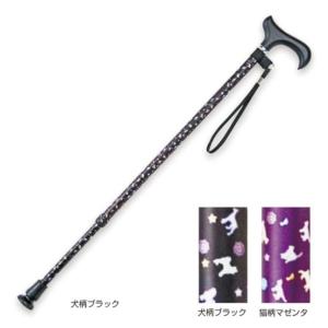 終売　犬柄 / 猫柄 ステッキ 伸縮式 マキテック [介護用品 杖 歩行補助 歩行関連 a-w]