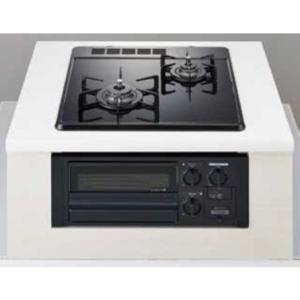 ハーマン ビルトイン 2口ガスコンロコンパクト無水片面焼 ガラストップ ブラックガラス ブラックフェ...