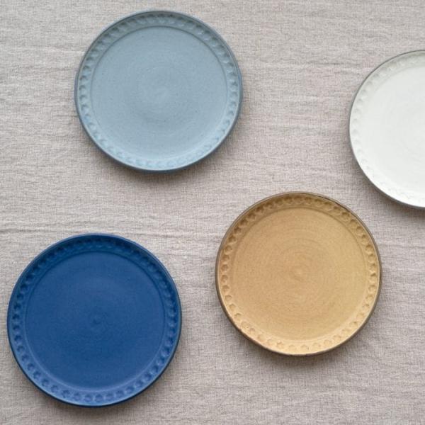 越前焼 印花リム皿 5寸 武曽健一 花虎窯 プレート 取り皿 ケーキ皿 和食器 作家の器 手作り ハ...