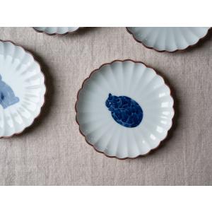 西富陶磁器 呉須 猫の小皿 菊割10cm プレ...の詳細画像4
