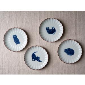 西富陶磁器 呉須 猫の小皿 菊割10cm プレ...の詳細画像3