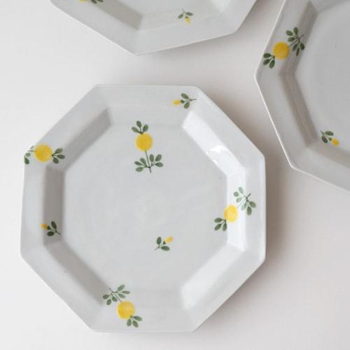 九谷焼 九谷青窯  八角皿 徳永遊心 色絵花蛍 作家 大皿 取り皿 和食器 陶磁器 くたにせいよう ...