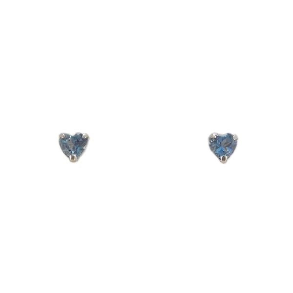 プラチナ アクアマリン ハート ピアス