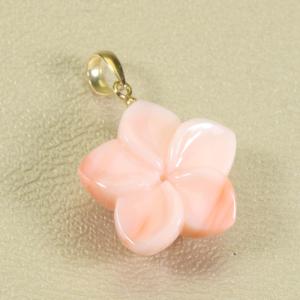 宝石珊瑚のSANSUI 桃珊瑚 本ボケ ペンダント K18YG ハート 無染色