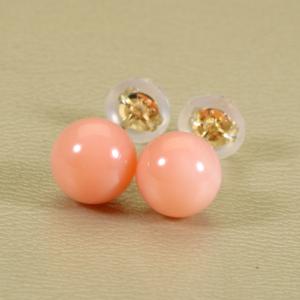 ピアス　Pt900　珊瑚　丸玉　スタッド　計1.50g 宝石珊瑚のSANSUI 血赤珊瑚 ピアス 丸玉 Pt900 プラチナ 高知産 無染色