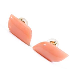 宝石珊瑚のSANSUI ピンク サンゴ 深海 珊瑚 ピアス K18 18金 イエロー