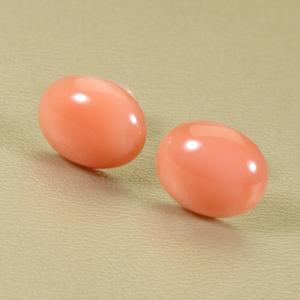 宝石珊瑚のSANSUI ガーネ 珊瑚 ピンク ピアス 丸玉 K18 18金 イエロー