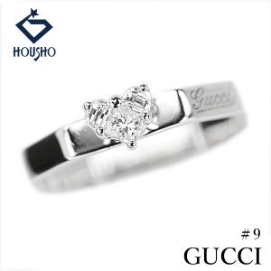 グッチ ダイヤモンド オクタゴナル リング K18WG GUCCI #9 八角形 ハート 変形カット ファンシーカット ロゴ 送料無料 中古 宝正 905676