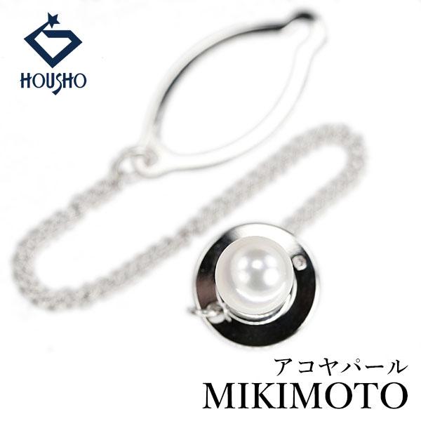 ミキモト アコヤ真珠 ブローチ K18ホワイトゴールド MIKIMOTO 一粒パール ピンブローチ ...