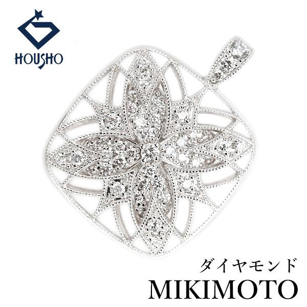 ミキモト ダイヤモンド ペンダントトップ K18WG MIKIMOTO 揺れる ダンシング 透かし ...