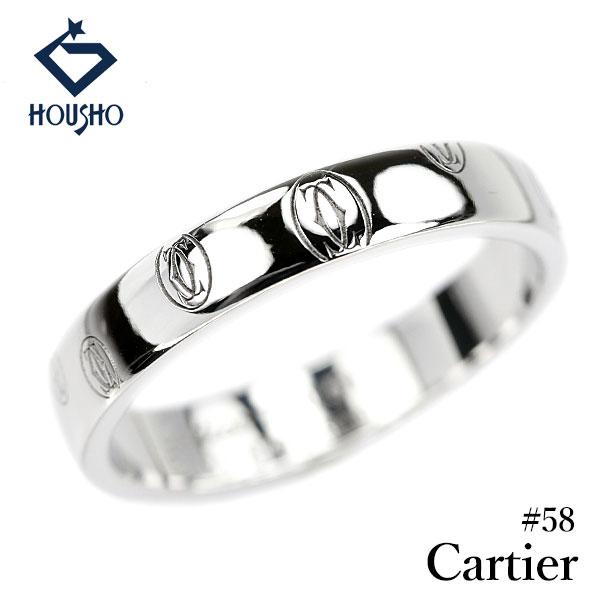 カルティエ ハッピーバースデー K18ホワイトゴールド CARTIER #58 ロゴ メンズ ユニセ...