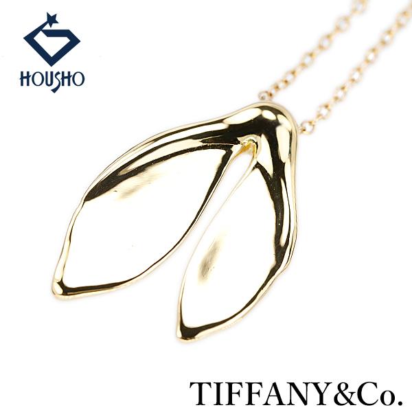 【移転OPEN記念】ティファニー リーフフィン ネックレス K18YG TIFFANY&amp;Co. エル...