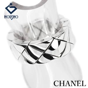 シャネル マトラッセ K18ホワイトゴールド CHANEL キルティング 地金のみ 石なし 太め 幅広 送料無料 中古 宝正 907601