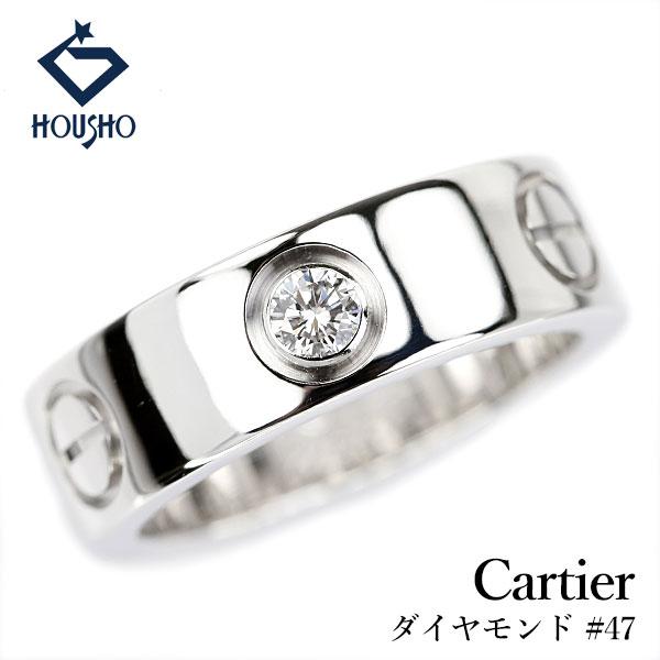 カルティエ ダイヤモンド ラブ リング K18ホワイトゴールド CARTIER #47 3P ハーフ...