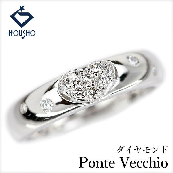 ポンテヴェキオ ダイヤモンド リング K18ホワイトゴールド Ponte Vecchio ハート パ...