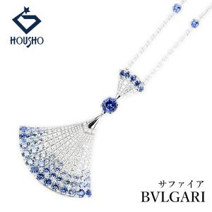ブルガリ ブルーサファイア ディーヴァ ドリーム ネックレス ダイヤモンド K18WG BVLGARI パヴェ ステーション 送料無料 中古 宝正 910069