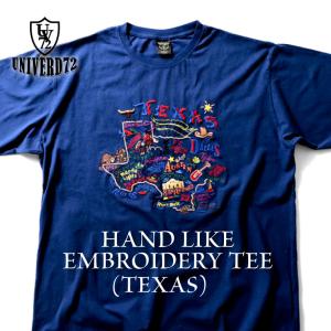 UNIVERD72 / ユニバード72 21941 HAND LIKE EMBROIDERY TEE (TEXAS) / ハンドライクエンブロイダリーティー（テキサス） -全3色-｜houston-1972