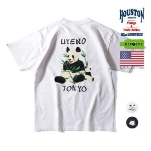 HOUSTON / ヒューストン 22119 RECYCLE US COTTON PRINT TEE(PANDA) / リサイクルコットンプリント半袖Tシャツ -全2色-｜houston-1972
