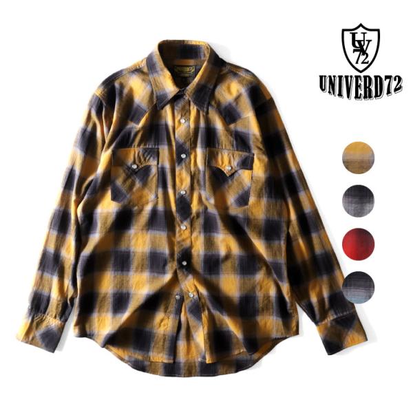 UNIVERD72 / ユニバード72 41292 OMBRE CHECK WESTERN SHIR...