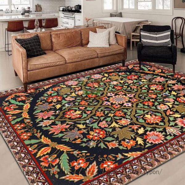 カーペット エスニック かわいい モロッコ長方形ラグ ボヘミアン 曼荼羅 寝室 ラグ 小さな瞑想 ペ...