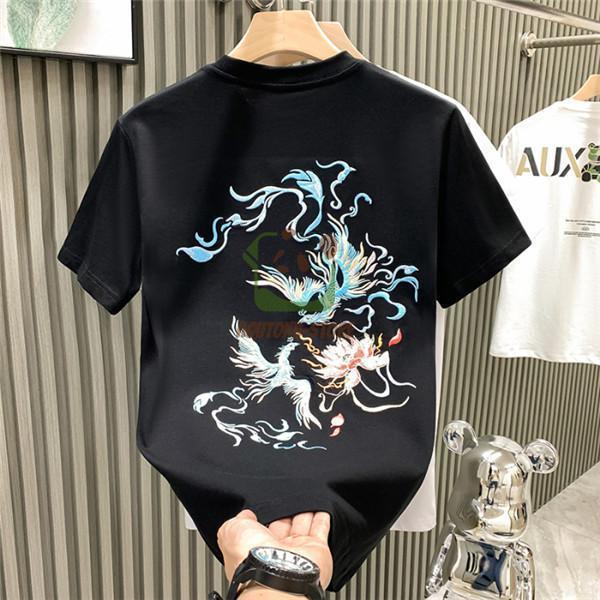 半袖Tシャツ 和柄刺繍 メンズ 刺繍 鳳凰 不死鳥 火の鳥 半袖 白 Tシャツ 黒Tシャツ 薄手 メ...