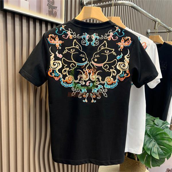 半袖Tシャツ 和柄刺繍 蝶 メンズ 刺繍 華鳥風月 白 Tシャツ 黒Tシャツ 薄手 メンズ特攻服 白...