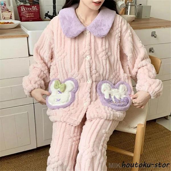 マタニティ パジャマ 冬 モコモコ クマ 柔らかい カジュアル 長袖 マタニティ ルームウェア 授乳...