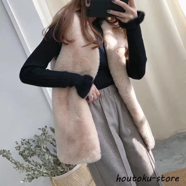 ファーベスト レディース フェイクファー ベスト ノーカラー 羽織り 秋 冬 ボア ベスト ジレ ア...