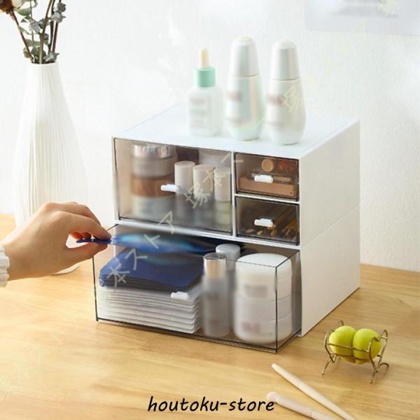 卓上収納ボックス 大容量 3段 引き出し 深型 小物収納 小物入れ 小物収納ケース 蓋つき ビーズ ...