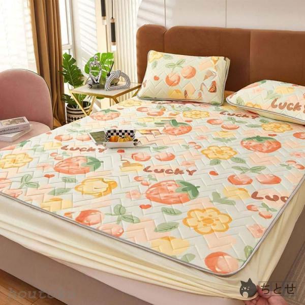 ひんやり パッド一体型ボックスシーツ ファミリーサイズ シングル 冷感 夏用 敷きパッド シーツ ベ...