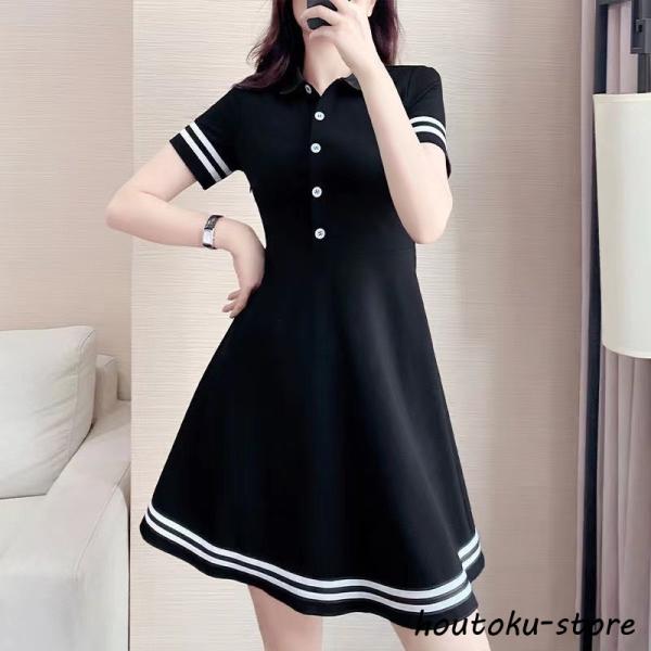 ワンピース ポロワンピース レディース ニットワンピース 接触冷感 涼しい 半袖 ニット スポーツウ...