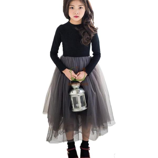 子供服 子供 ドレス ワンピース 女の子 チュール スカート キッズ ロング Aライン レース 卒業...