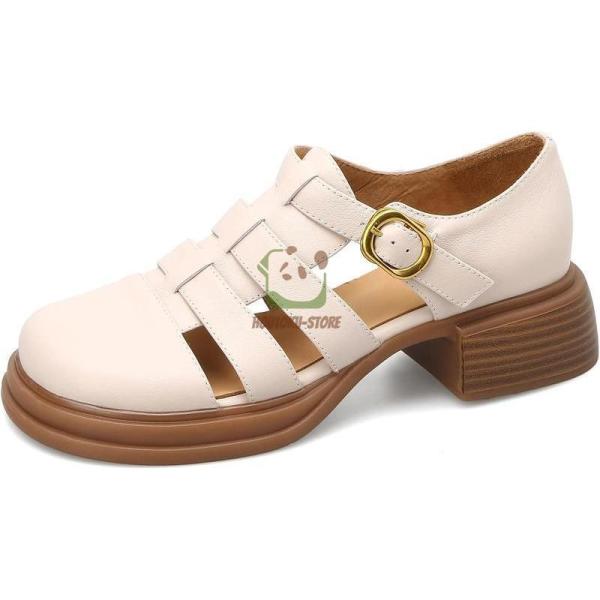 レディース グルカサンダル 牛革 ローファー T ストラップ サンダル 厚底 編み込みサンダル グラ...