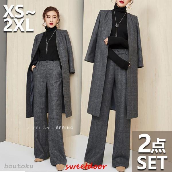 卒業式 服 母 スーツ セットアップ レディース 春 ブレザー ワイドパンツ 服  秋 冬 ハイウエ...