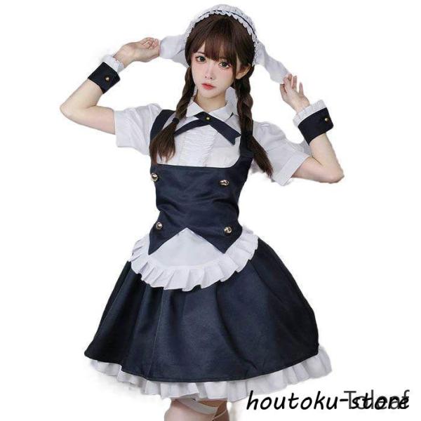 ハロウィン メイド服 コスプレ 可愛い  コスプレ 仮装 半袖 可愛い セット ゴスロリ 服 ワンピ...