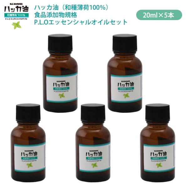 NEW！P.L.O ハッカ油 [食品添加物規格] 20ml×5本 高級和種薄荷 遮光瓶入り