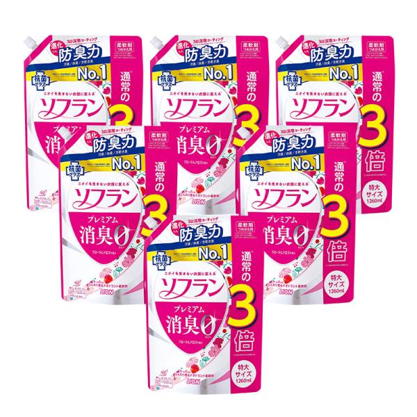 ライオン ソフラン プレミアム消臭 柔軟剤 フローラルアロマの香り 詰め替え 950ml 6袋セット