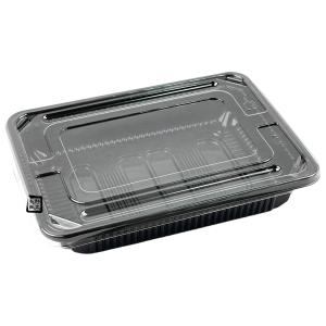 弁当容器 仕切無し KY-5 黒 164×119×31mm KY-5平のせ蓋セット 1セット各2400枚入 北原産業