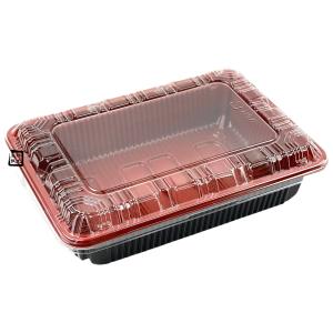 弁当容器 仕切無し KY-6 朱黒 175×123×37mm 外嵌合 KY-6盛嵌合蓋セット 1セット各2000枚入 北原産業