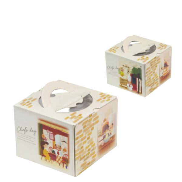 デコレーションケーキ箱 20-2366 パティシエの一日 金台紙無 5号 191×195×150mm...