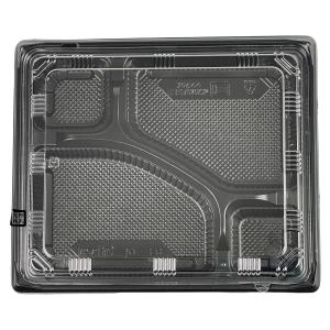 北原産業 会席シリーズ容器 KL-105黒 本体(黒) 蓋(透明) 270×270×40mm