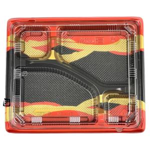 北原産業 弁当容器 KE-1A 朱黒 240×202×34(フタ15)mm 内嵌合 本体蓋