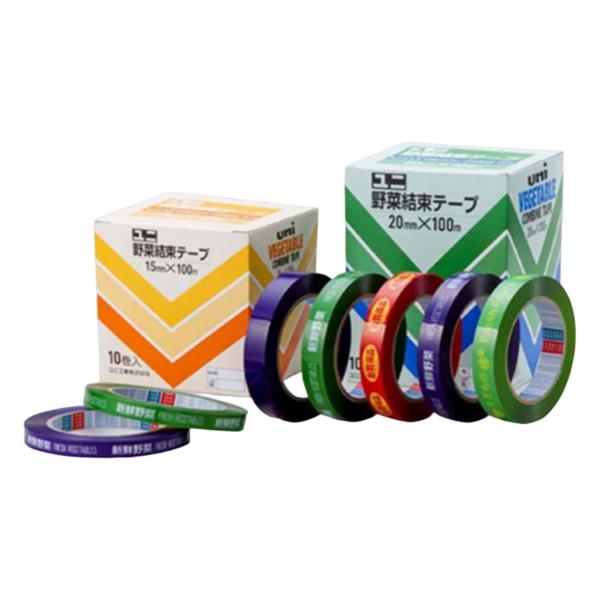 ユニテープ 野菜結束テープ V1-01 新鮮野菜 紫/白 15mm×100m 1ケース80巻入 ユニ...