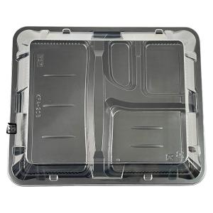 北原産業 弁当容器 KE-1A 朱黒 240×202×34(フタ15)mm 内嵌合 本体蓋