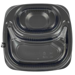 北原産業 弁当容器 KE-1A 朱黒 240×202×34(フタ15)mm 内嵌合 本体蓋