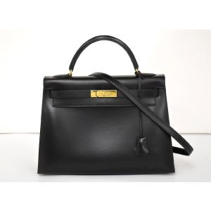エルメス HERMES ハンドバッグ ケリー32 ブラック □C刻印 1999年製 レディース 2WAY ショルダーストラップ 箱付き 外縫い → 2402LK011