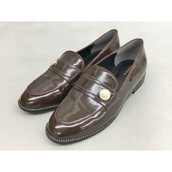 ランダ RANDA ローファー レディース S ダークブラウン 晴雨兼用 美品 2512LR191