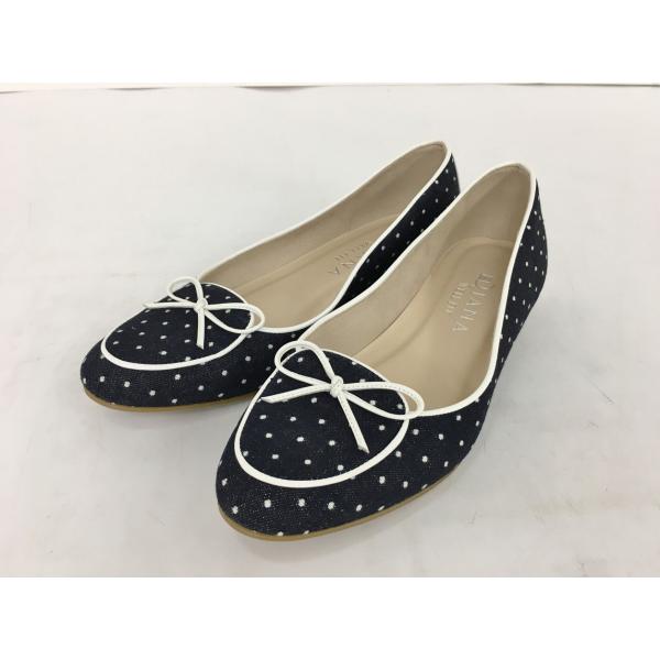 レディース ダイアナ DIANA フラットパンプス 23 1/2 EE ミニドットデニム 箱付き 美...