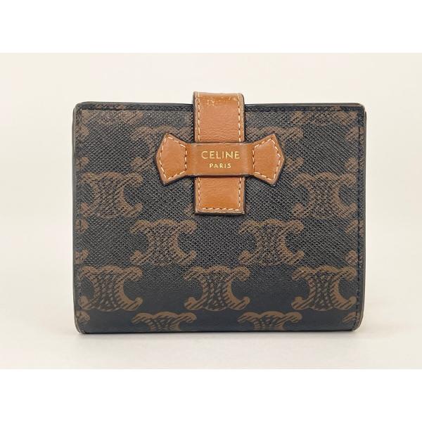 セリーヌ CELINE 二つ折り財布 トリオンフ スモールストラップウォレット → 2602LA00...