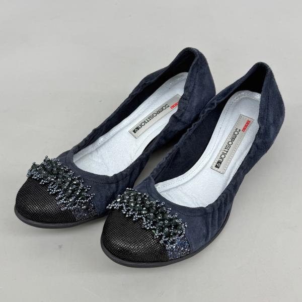 パンプス コンポジションナイン composition9 23 ネイビー ビジュー スエード調